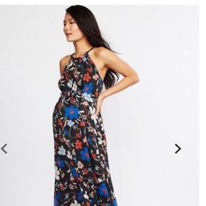Halter Maxi Maternity Dress Floral XS